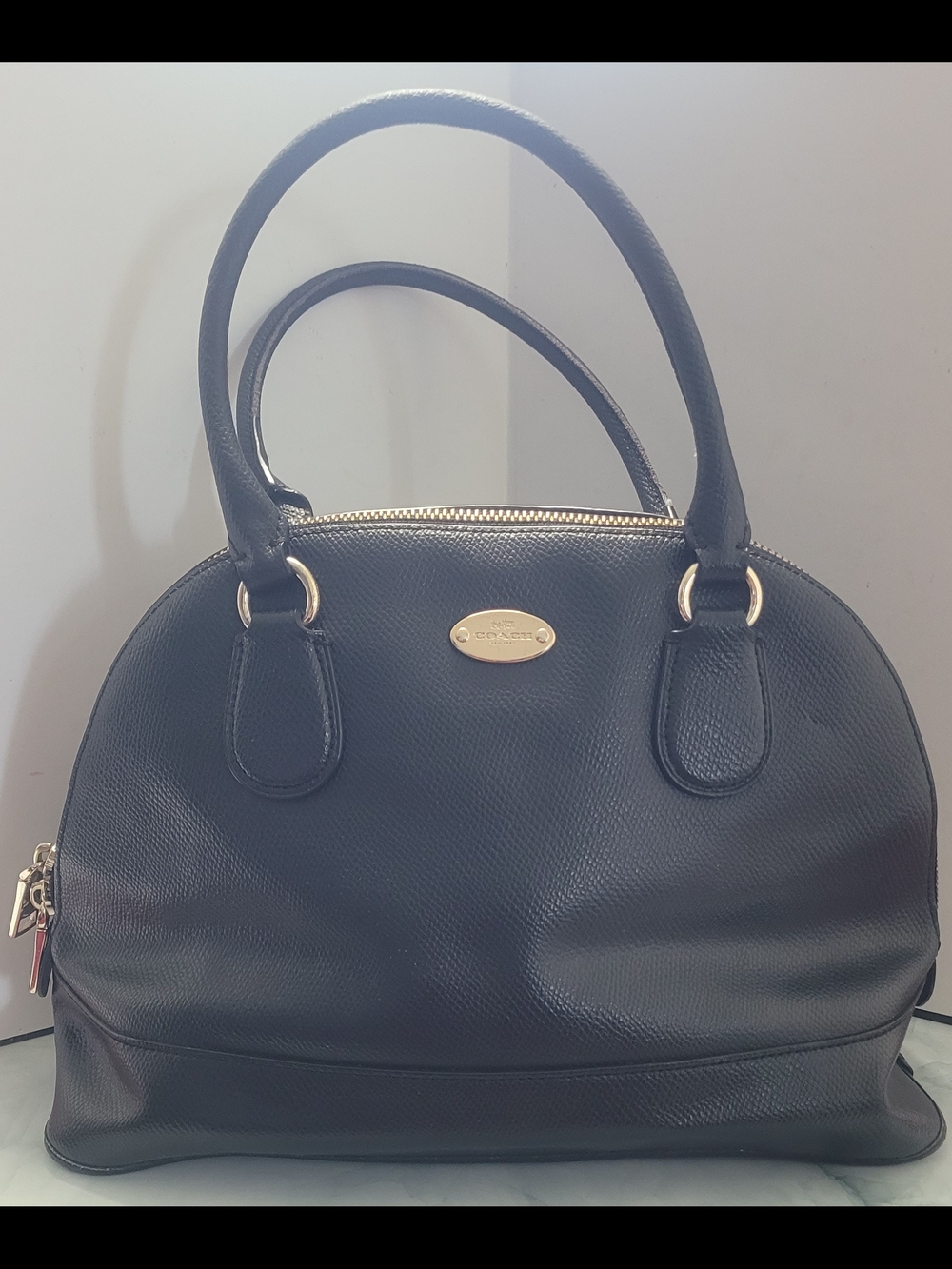 Coach Black Leather Dome Satchel - Coach